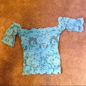 Sheer Lace Baby Blue Top
